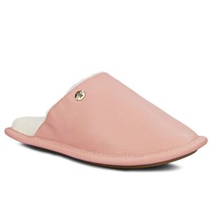 pantufa-feminina-rosa-de-couro-forrada