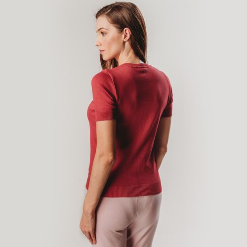 blusa trico vermelho manga curta