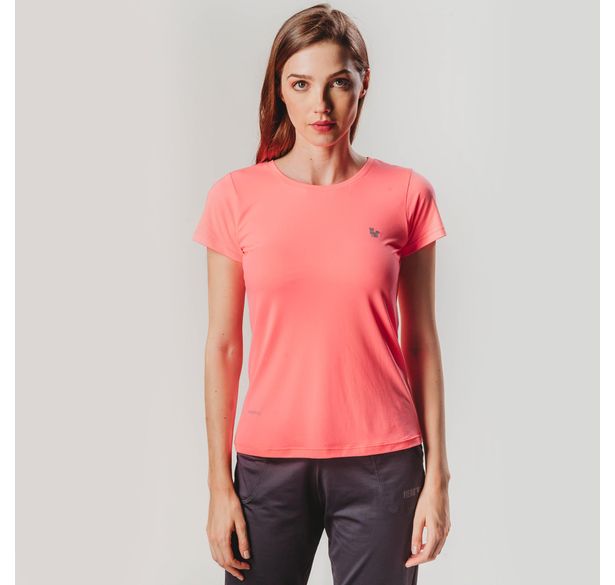 camiseta curta feminina dry fit rosa neon