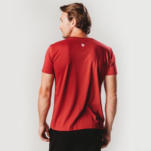 camiseta vermelha manga curta masculina