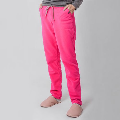 calca rosa de fleece confortavel e quentinha para usar em casa