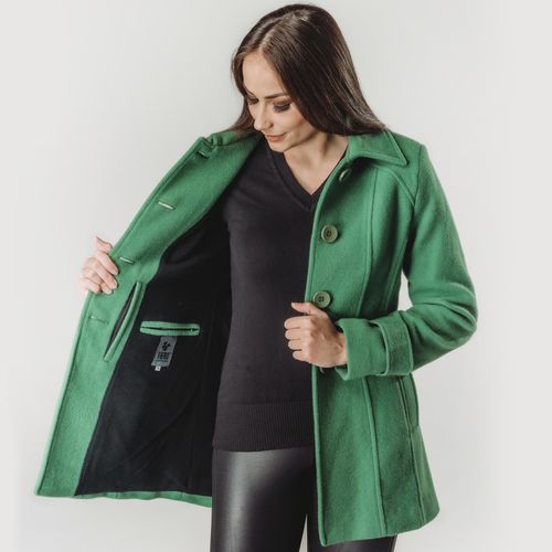 casaco verde feminino em la com forro termico