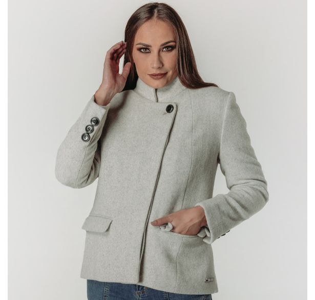 jaqueta feminina natural curta minimalista