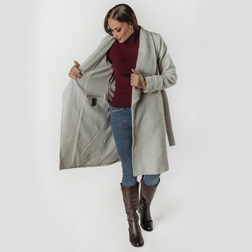 casaco longo sobretudo bege com forro de fleece termico fiero