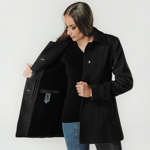 casaco feminino preto em la com forro termico thermo fleece dakota