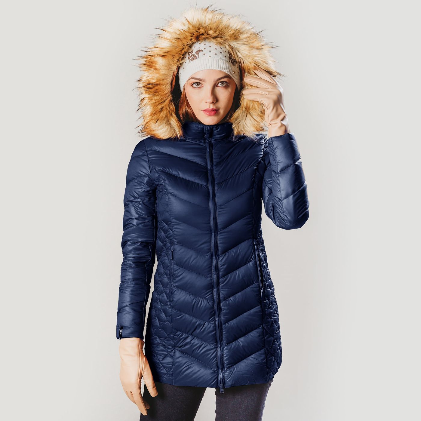 CASACO LONGO FEMININO COM PLUMA E PENA ULTRALIGHT ALPINE NEW COURCHEVEL CAPUZ REMOVÍVEL