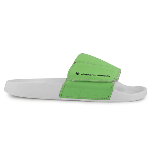 slide feminino fiero verde pistache feito em couro