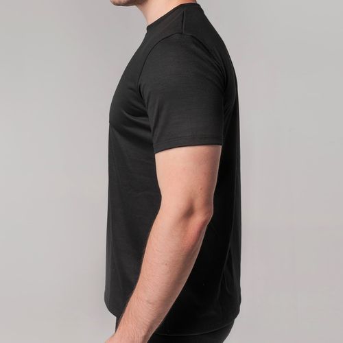 camiseta com manga curta preta de merino