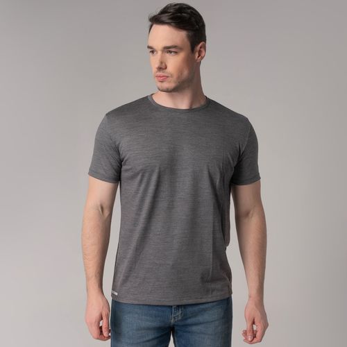 camiseta masculina cinza mescla merino manga curta