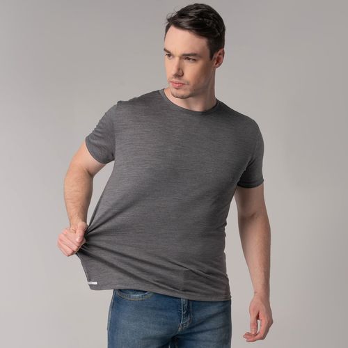 camiseta em merino masculina cinza mescla