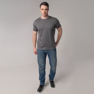 camiseta basica lisa masculina merino manga curta cinza