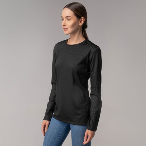 blusa termica feminina em merino preta para o frio