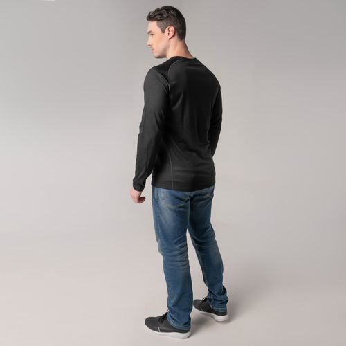 blusa masculina basica em merino manga longa preta