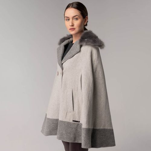 poncho elegante em lã cinza claro feminino