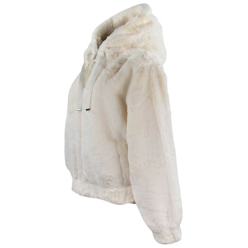 casaco feminino com pelo off white capuz embutido