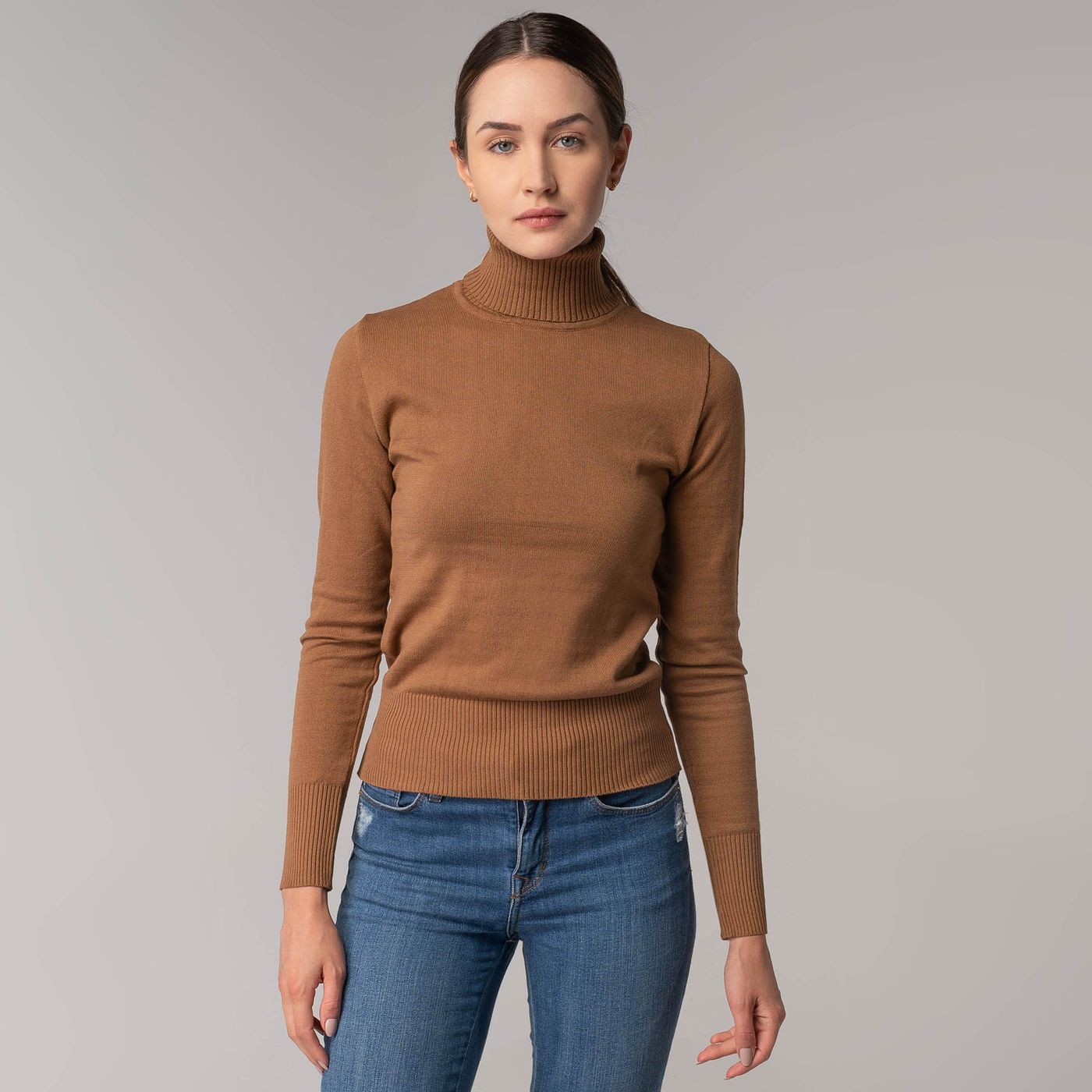 SUÉTER FEMININO TRICÔ PREMIUM VALÊNCIA GOLA ALTA CANELADA