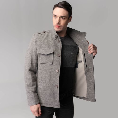 casaco curto masculino elegante cinza