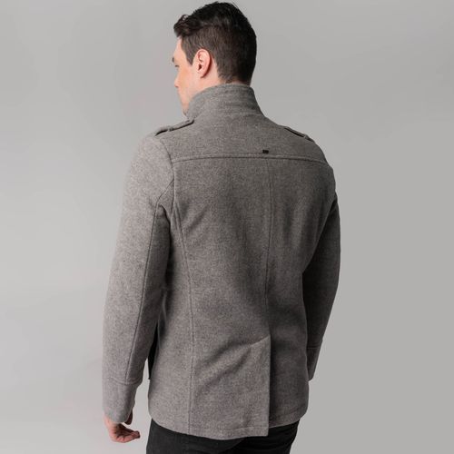 casaco masculino estilo militar cinza mescla
