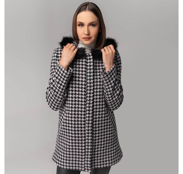 casaco alongado feminino em la premium tweed