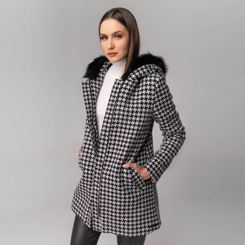 casaco longo tweed com forro termico