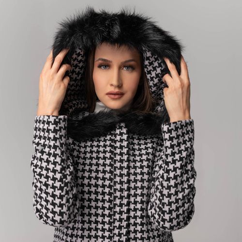 casaco termico feminino xadrez com capuz langham
