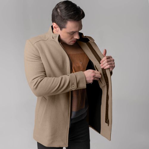 casaco bege masculino para o inverno com forro termico