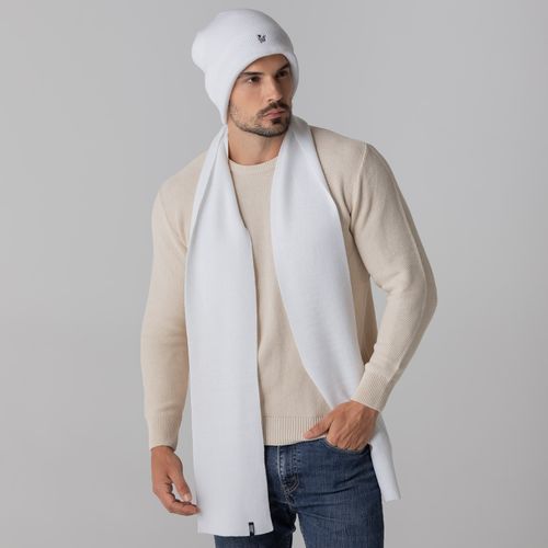 cachecol branco em trico