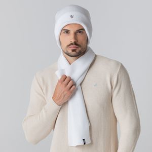 cachecol branco masculino em trico