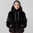 jaqueta preta feminina bomber texturizada para o frio