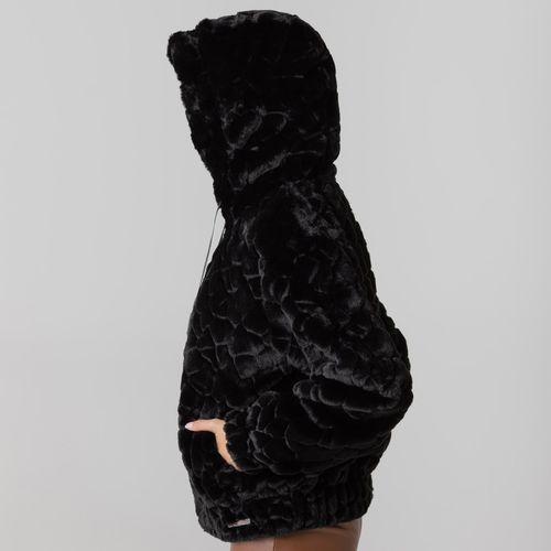 casaco com capuz texturizado preto feminino