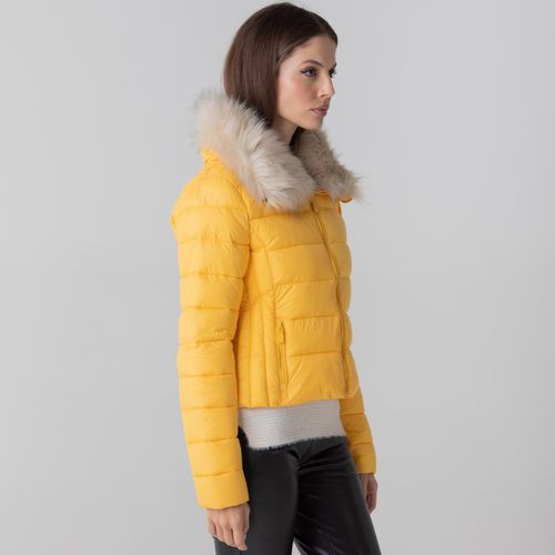 casaco feminino tech alpine amarelo gola de pelos removiveis