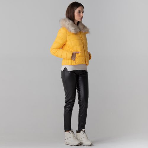 jaqueta puffer feminina amarela tech alpine