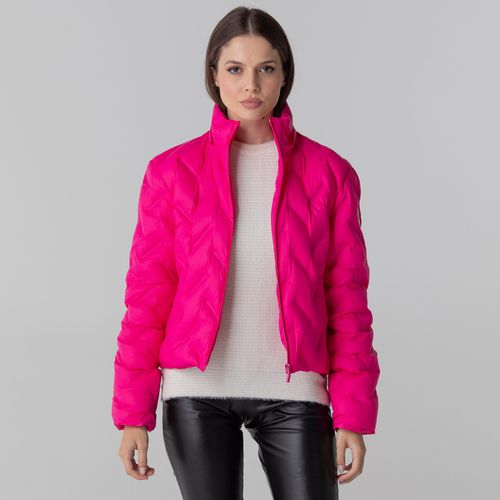 casaco feminino rosa sem costura La Thuile em pluma de ganso