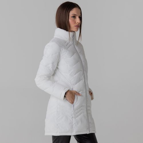 jaqueta puffer para o frio longa feminina branca