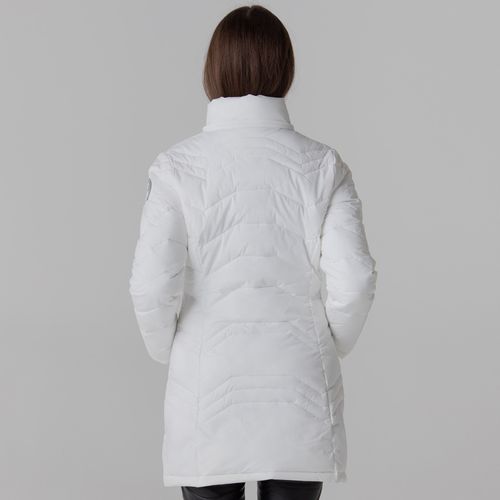casaco longo puffer branco leve e confortavel