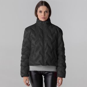 casaco curto feminino preto puffer sem costura La Thuile