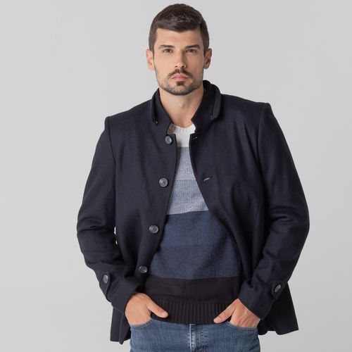 Jaqueta premium azul noturno masculina em lã Lyon - mobile fiero