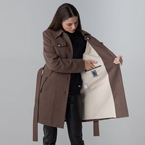 casaco marrom Saint Tropez em la premium com cinto