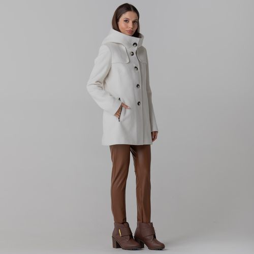 casaco medio feminino branco estilo casual em la