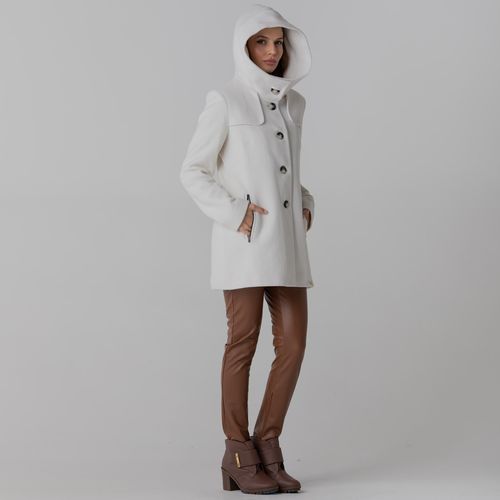 casaco com capuz em la branco