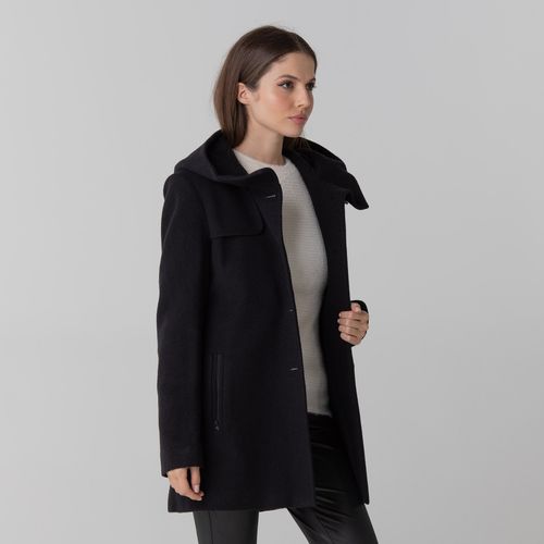 casaco longo para o inverno em la premium na cor preta