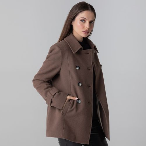 casaco marrom fiero em la com forro de tecido tecnologico
