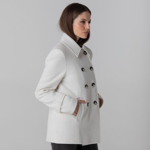 casaco classico transpassado feminino branco la