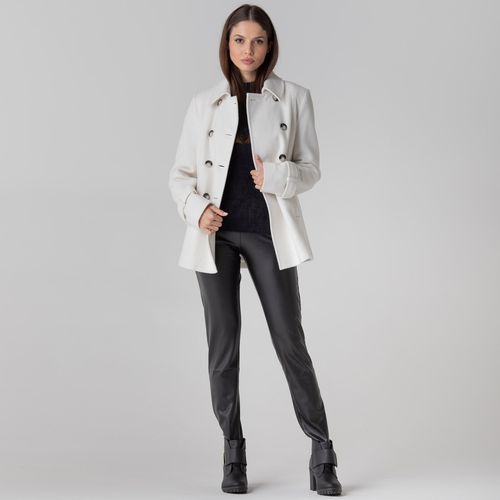casaco medio transpassado feminino off white la premium