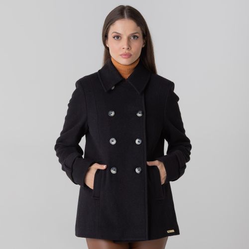 casaco classico transpassado preto feminino Provenca