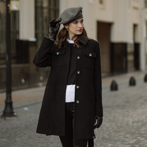 casaco elegante feminino preto com cinzo de la