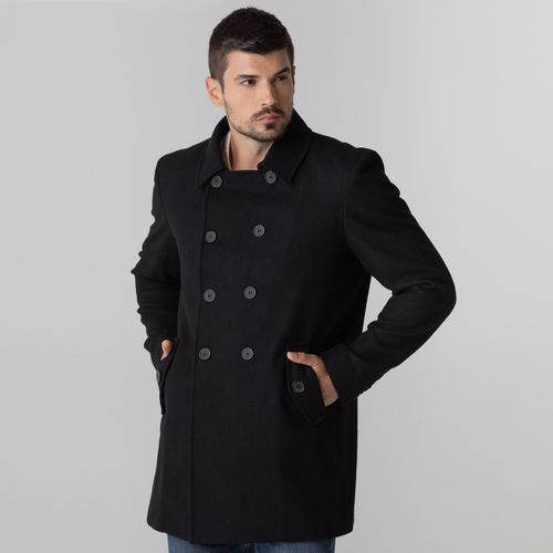 casaco termico masculino transpassado em la premium Cannes preto