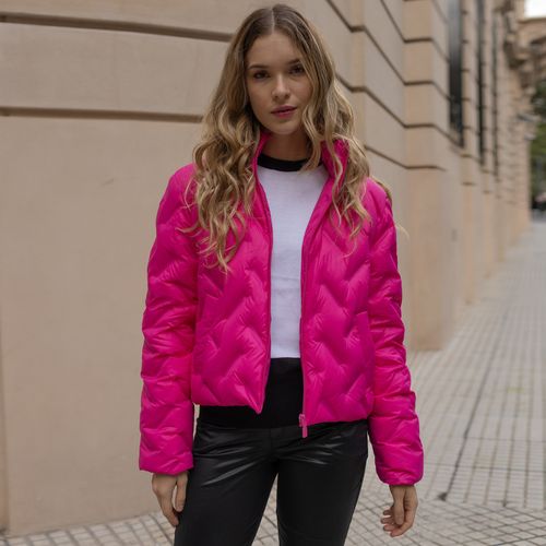 jaqueta curta rosa puffer feminina estilosa