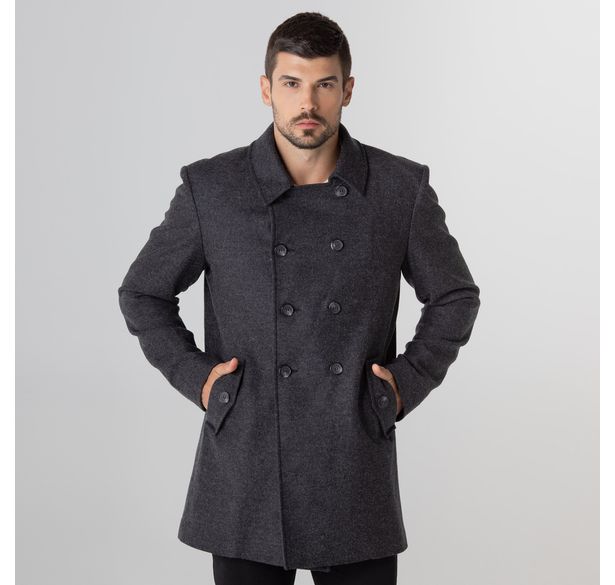 casaco transpassado masculino premium em la cinza