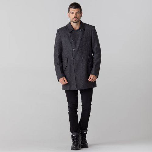 casaco transpassado masculino premium em la cinza escuro Cannes